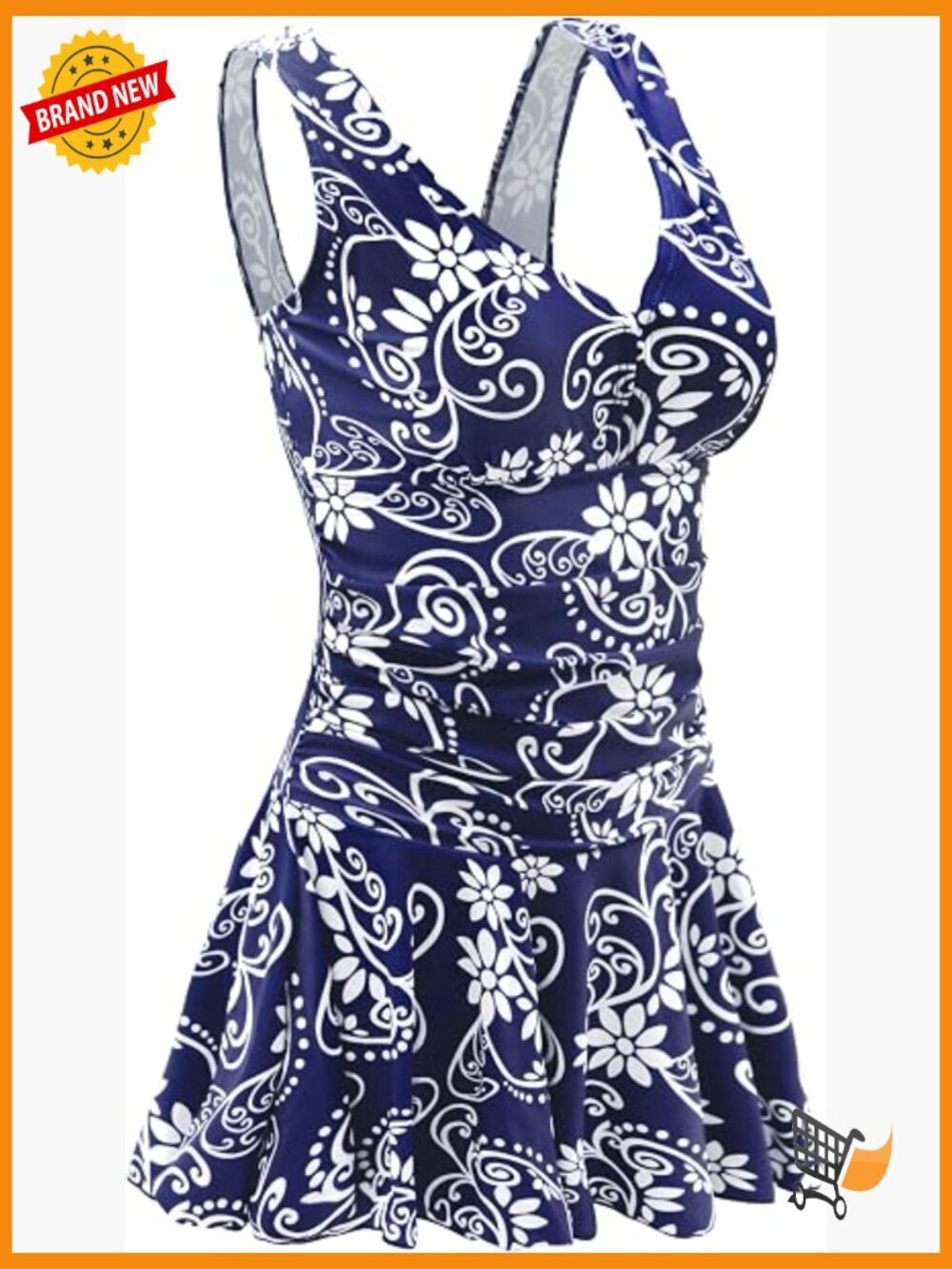 Tummy Control One Piece Swimsuit V Neck UPF 50+ Retro Swimwear Monokini